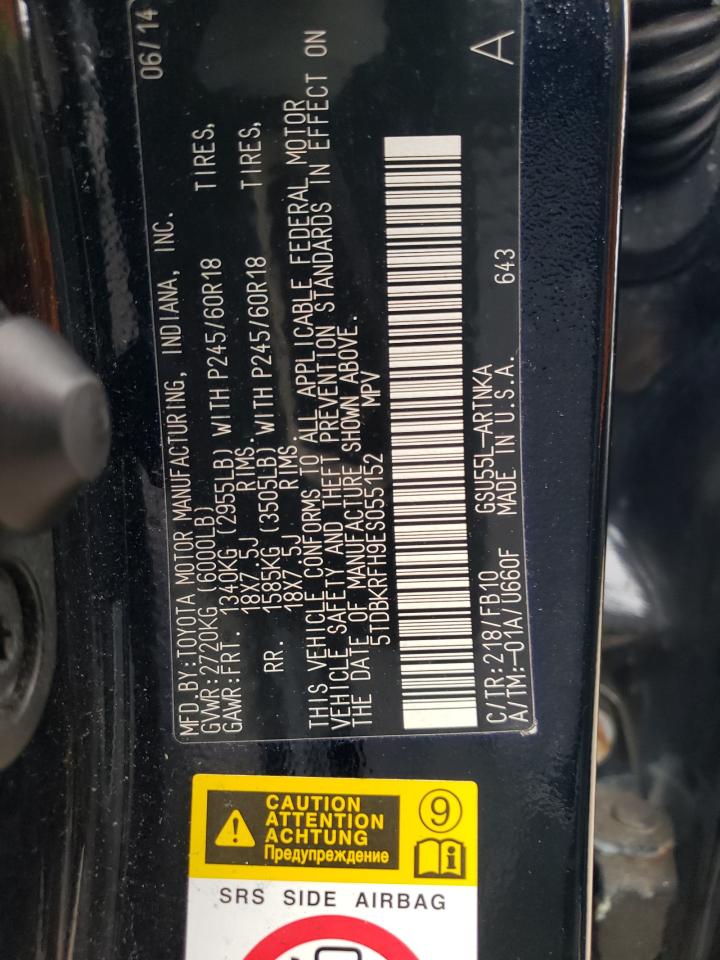 5TDBKRFH9ES055152 2014 Toyota Highlander Le