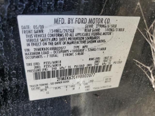 2009 Ford Flex Sel VIN: 2FMEK62C49BB02077 Lot: 58355574