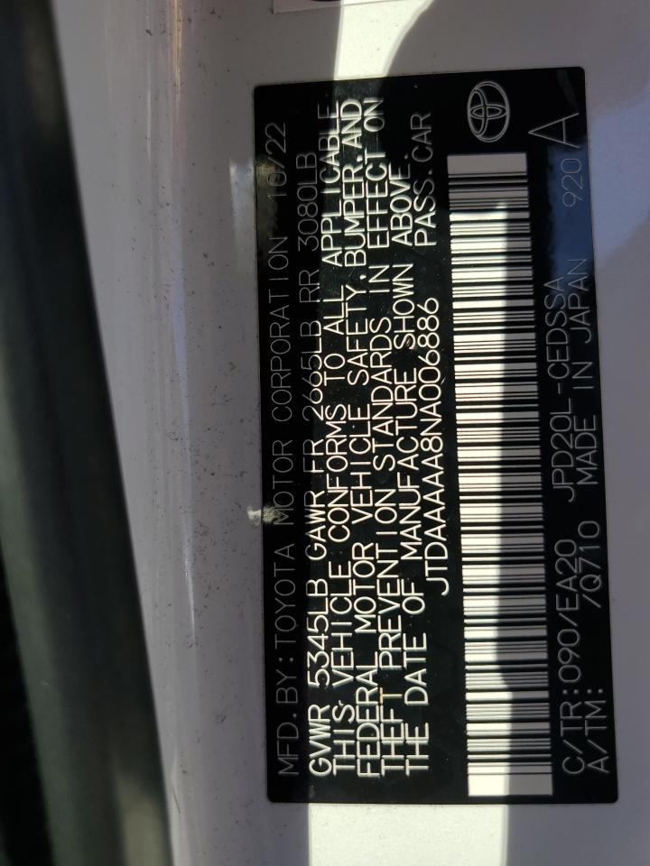 JTDAAAAA8NA006886 2022 Toyota Mirai Le