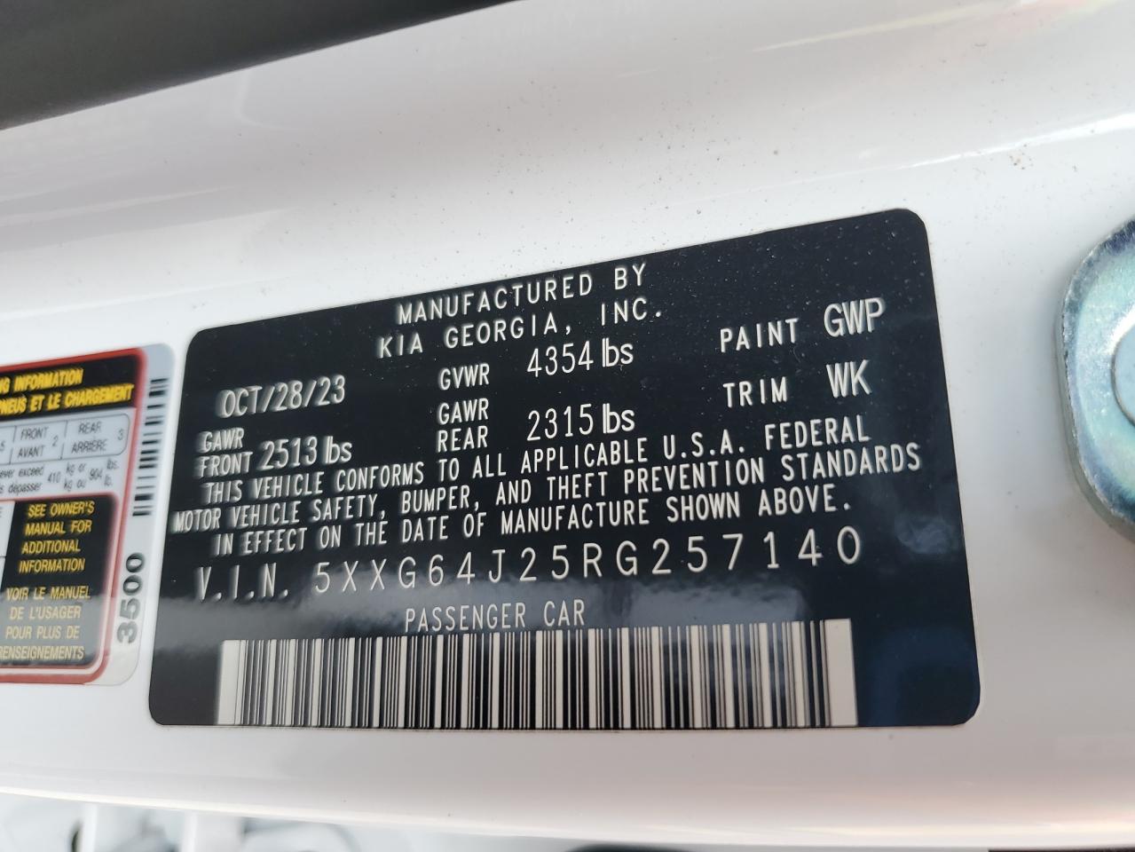 5XXG64J25RG257140 2024 Kia K5 Gt Line