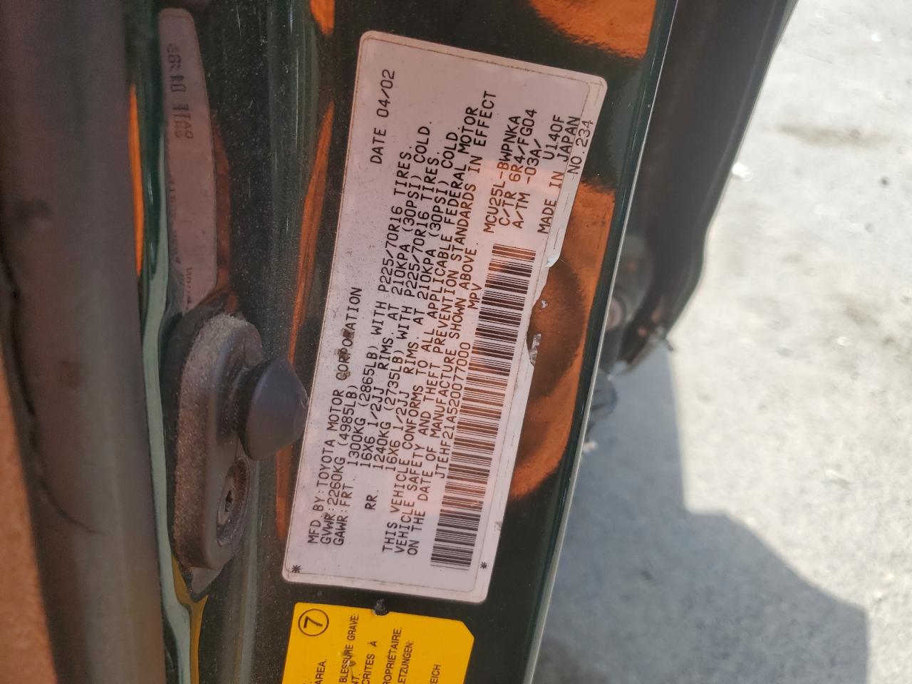 JTEHF21A520077000 2002 Toyota Highlander Limited