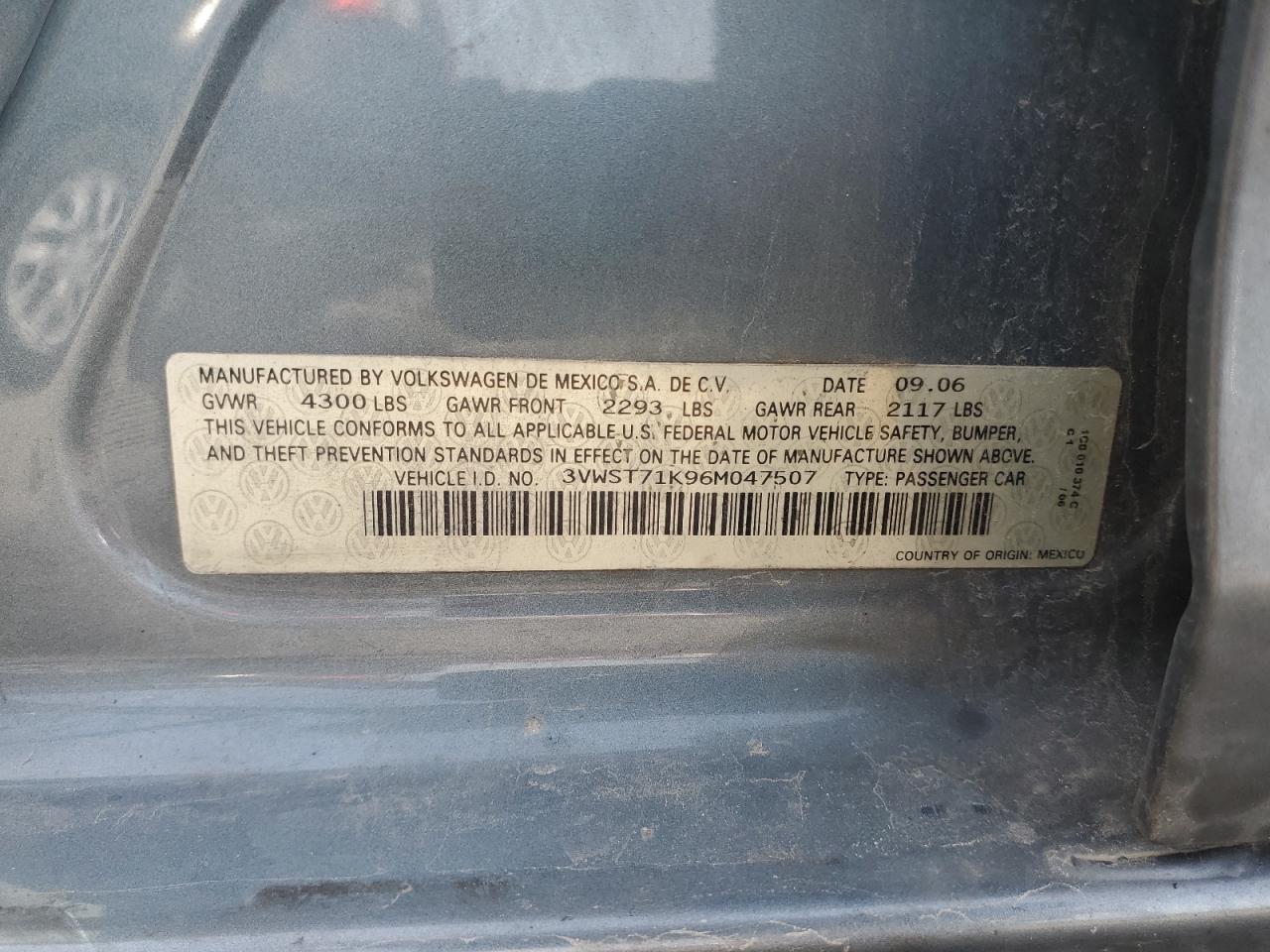 3VWST71K96M047507 2006 Volkswagen Jetta Tdi Option Package 1