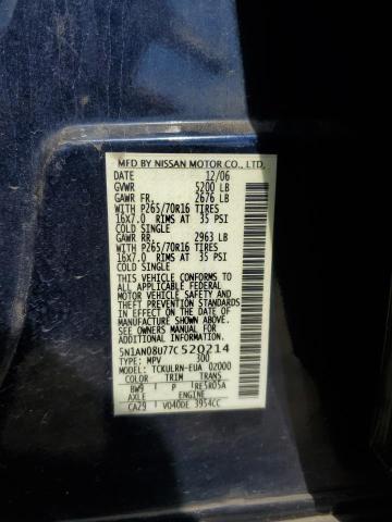 2007 Nissan Xterra Off Road VIN: 5N1AN08U77C520214 Lot: 60054394