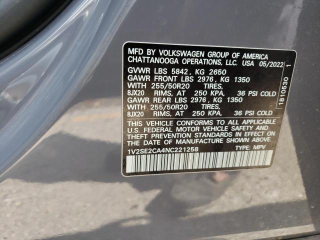 2022 VOLKSWAGEN ATLAS CROS - 1V2SE2CA4NC221258