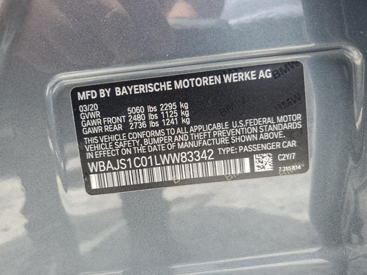 WBAJS1C01LWW83342 2020 BMW 540 I