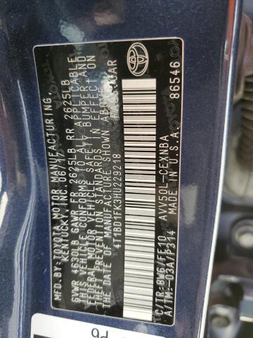 VIN 4T1BD1FK3HU229218 2017 Toyota Camry, Hybrid no.13