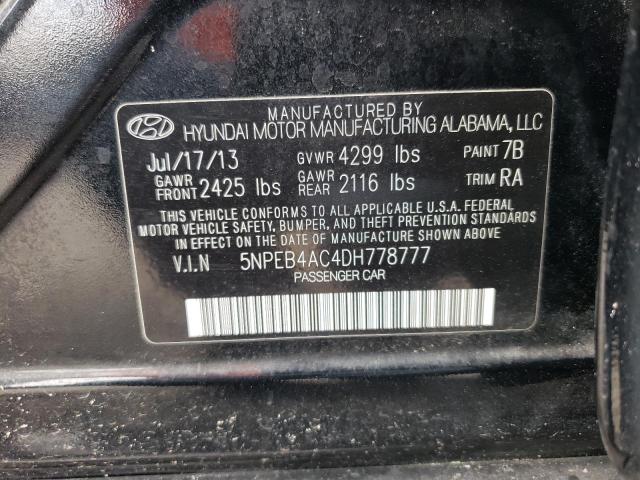 2013 Hyundai Sonata Gls VIN: 5NPEB4AC4DH778777 Lot: 59394044