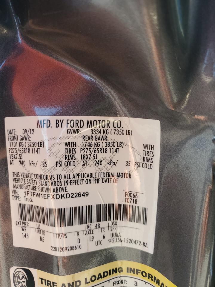 1FTFW1EFXDKD22649 2013 Ford F150 Supercrew