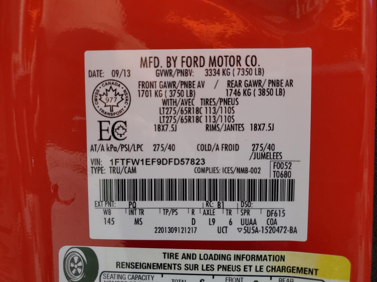 1FTFW1EF9DFD57823 2013 Ford F150 Supercrew