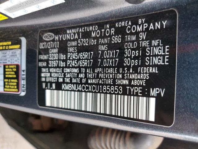 2012 Hyundai Veracruz Gls VIN: KM8NU4CCXCU185853 Lot: 60714554