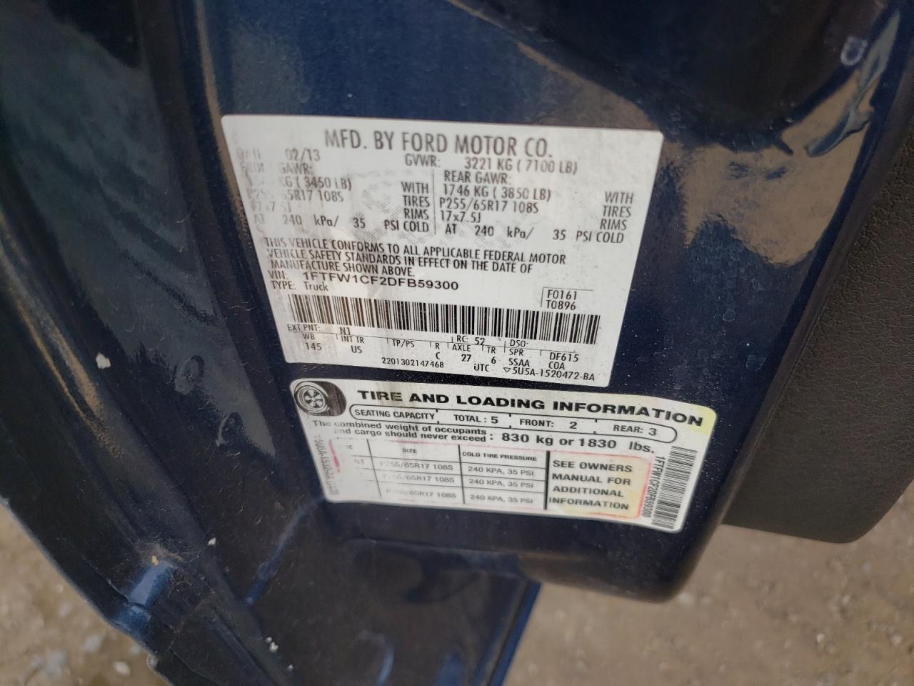 1FTFW1CF2DFB59300 2013 Ford F150 Supercrew