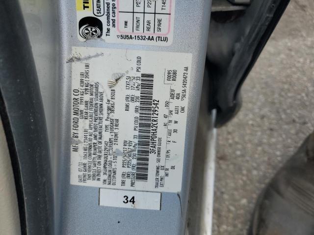 2012 Ford Fusion Se VIN: 3FAHP0HA2CR129542 Lot: 56957914