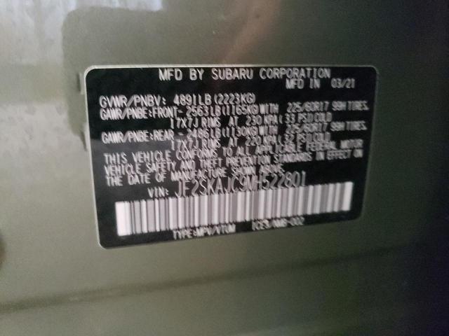 2021 Subaru Forester Premium VIN: JF2SKAJC9MH522801 Lot: 59278304
