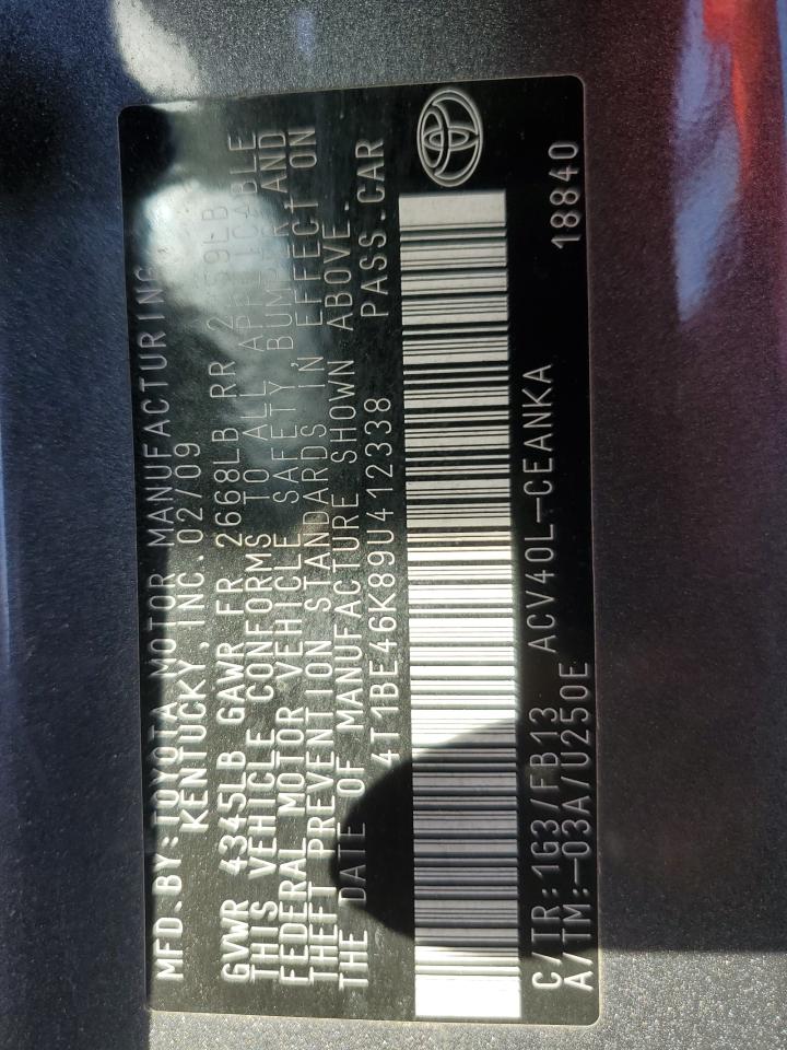 4T1BE46K89U412338 2009 Toyota Camry Se/Le/Xle