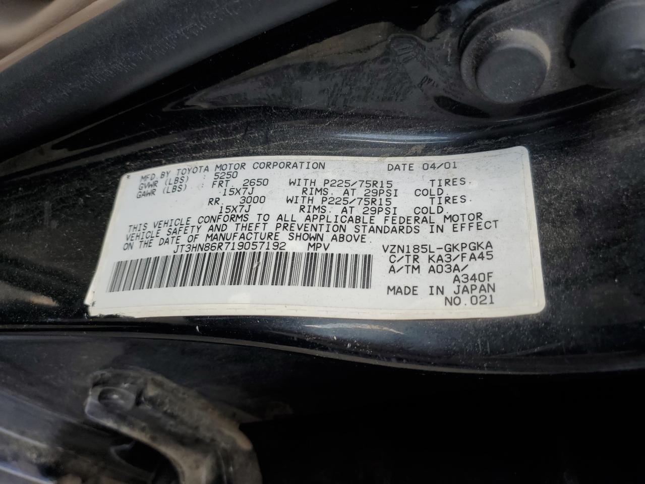 JT3HN86R719057192 2001 Toyota 4Runner Sr5