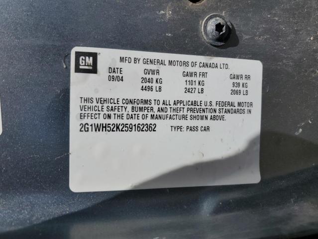 2005 Chevrolet Impala Ls VIN: 2G1WH52K259162362 Lot: 57915374