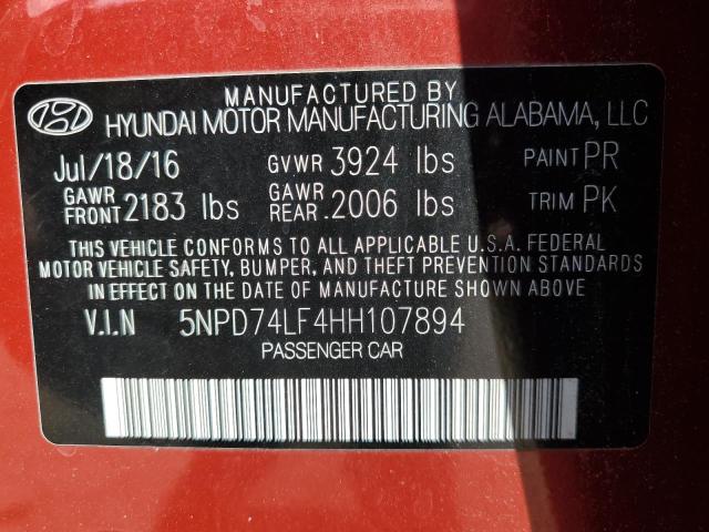2017 HYUNDAI ELANTRA SE - 5NPD74LF4HH107894