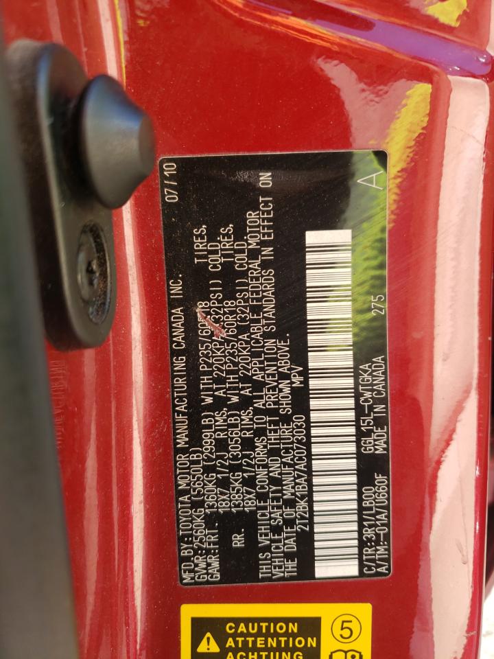 2T2BK1BA7AC073030 2010 Lexus Rx 350