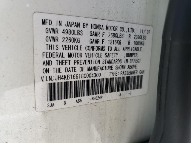 2008 Acura Rl VIN: JH4KB16618C004300 Lot: 56537374