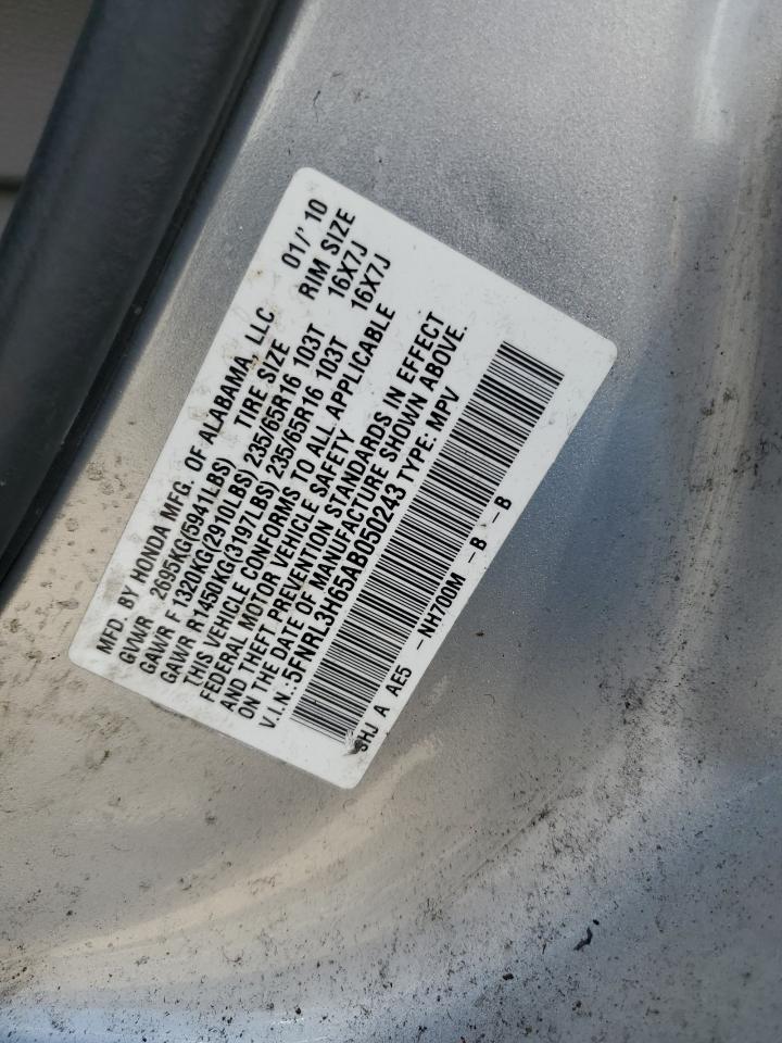 5FNRL3H65AB050243 2010 Honda Odyssey Exl