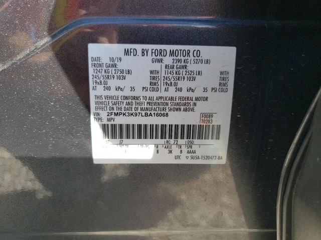 2020 Ford Edge Titanium VIN: 2FMPK3K97LBA16068 Lot: 58044044