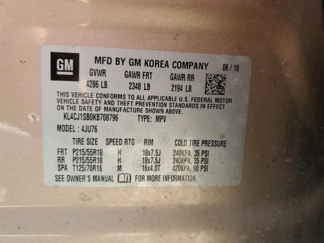 2019 Buick Encore Sport Touring VIN: KL4CJ1SB0KB708796 Lot: 60055474