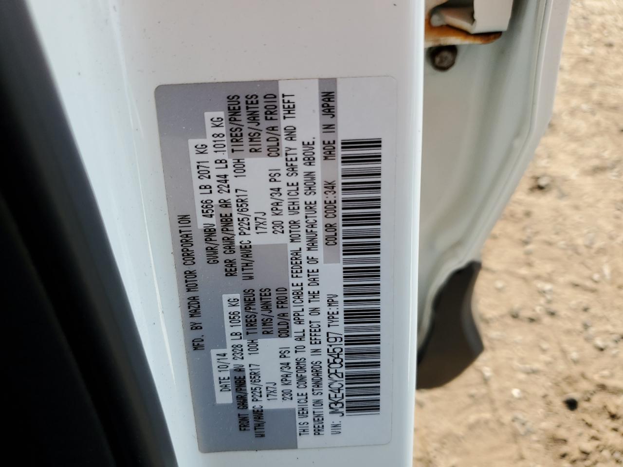 JM3KE4CY2F0545197 2015 Mazda Cx-5 Touring