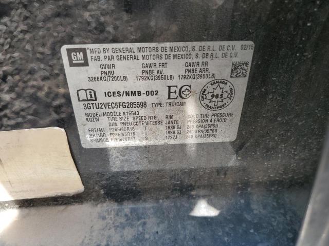 2015 GMC Sierra K1500 Slt VIN: 3GTU2VEC5FG285598 Lot: 58093454