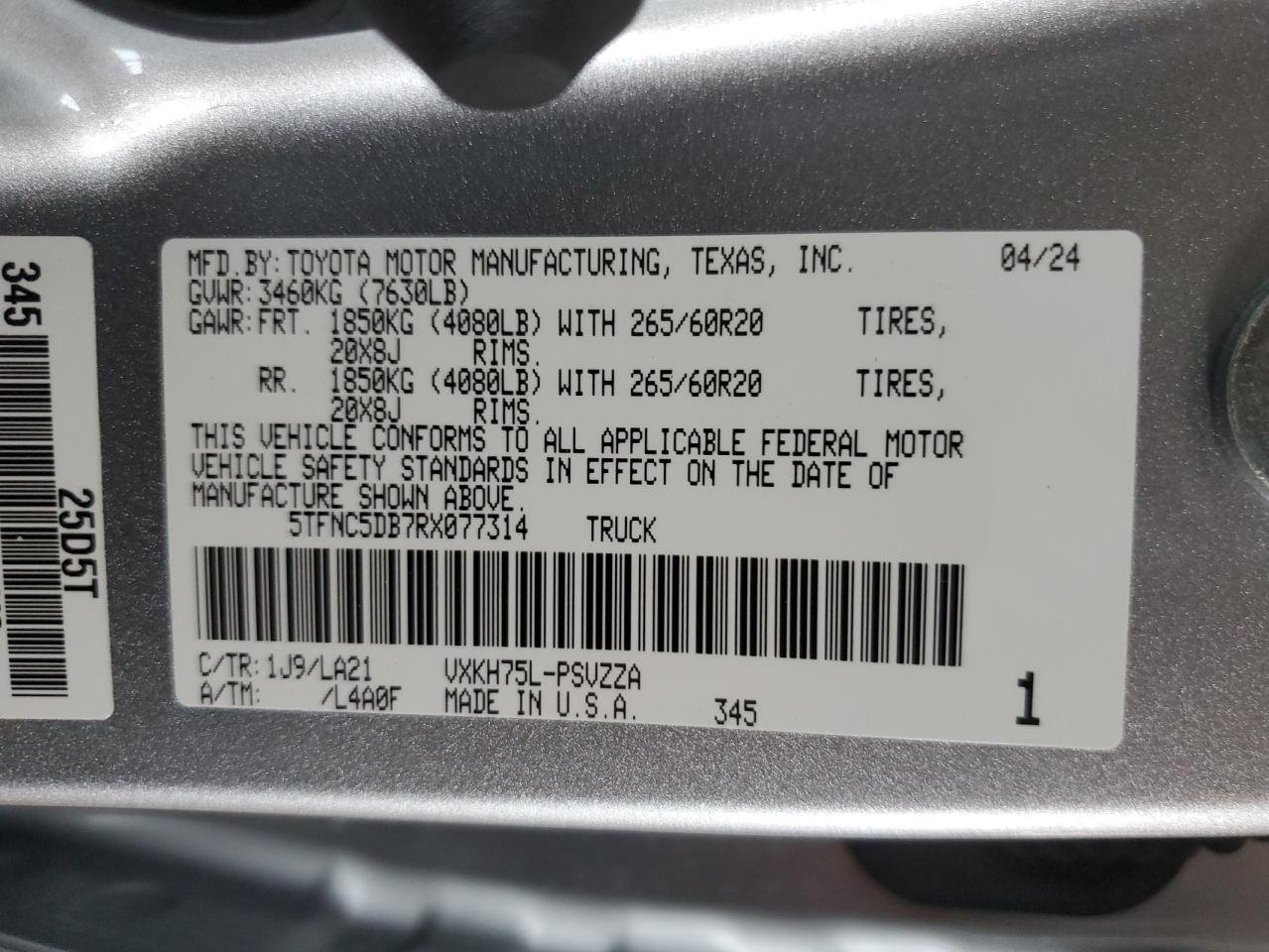 5TFNC5DB7RX077314 2024 Toyota Tundra Crewmax Platinum