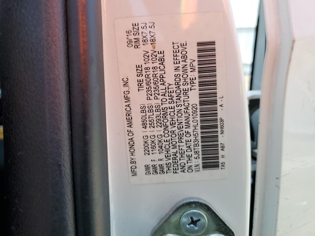 5J8TB3H57HL010920 2017 Acura Rdx Technology