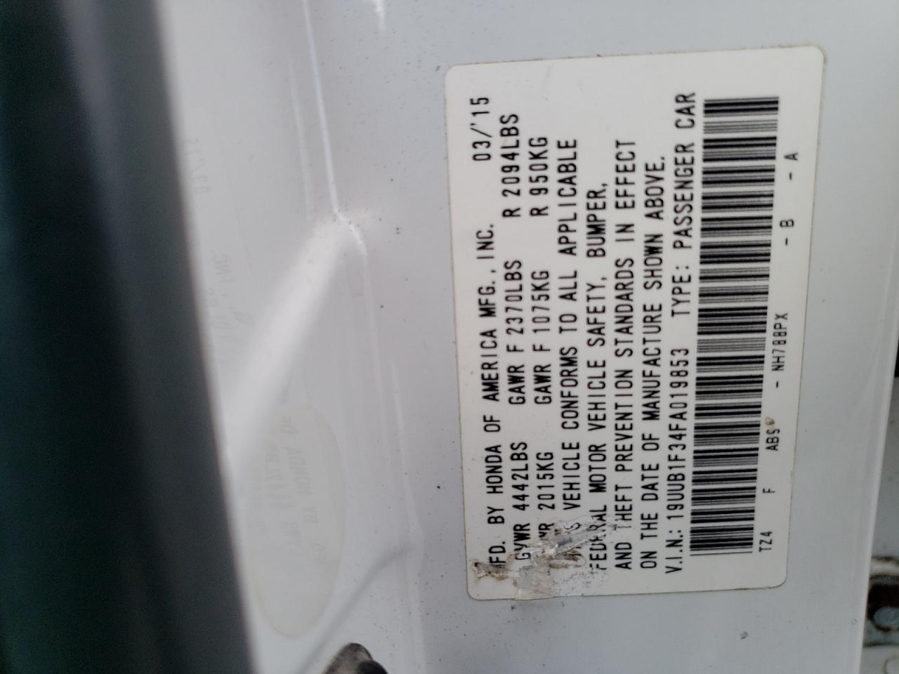 19UUB1F34FA019853 2015 Acura Tlx