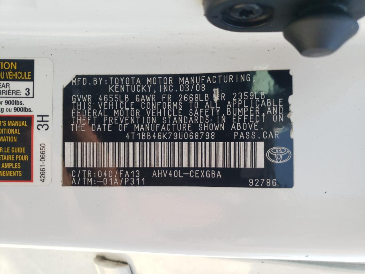 4T1BB46K79U068798 2009 Toyota Camry Hybrid