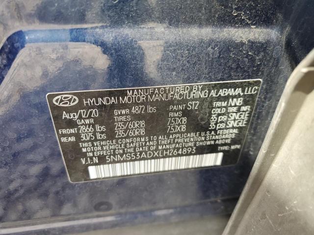 2020 Hyundai Santa Fe Limited VIN: 5NMS53ADXLH264893 Lot: 60762224
