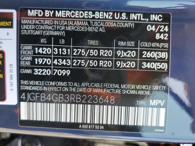 2024 Mercedes-Benz Gle 450E 4Matic VIN: 4JGFB4GB3RB223648 Lot: 59745704