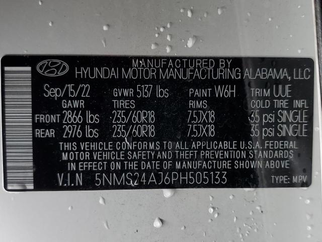 2023 Hyundai Santa Fe Sel VIN: 5NMS24AJ6PH505133 Lot: 59643634