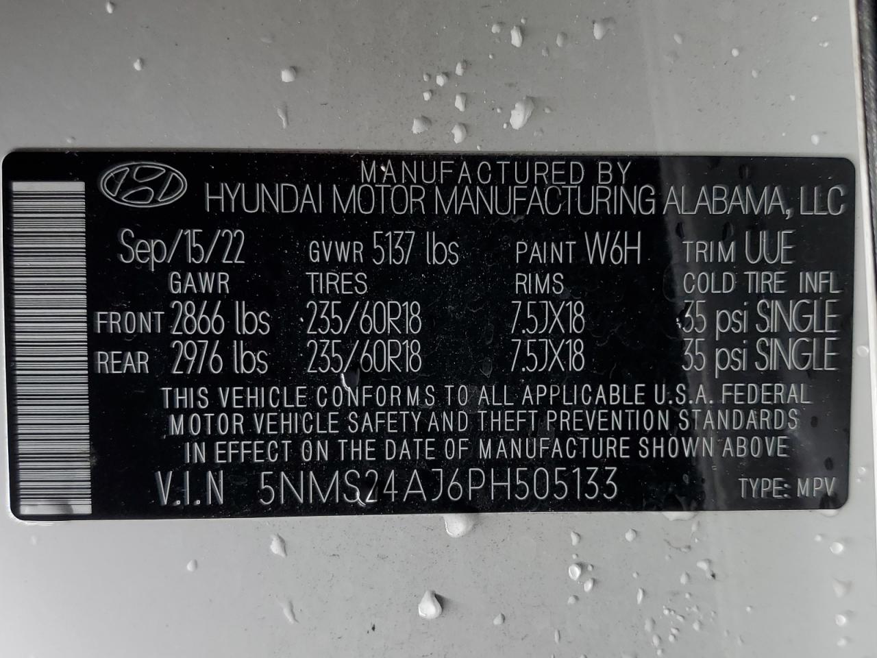 5NMS24AJ6PH505133 2023 Hyundai Santa Fe Sel