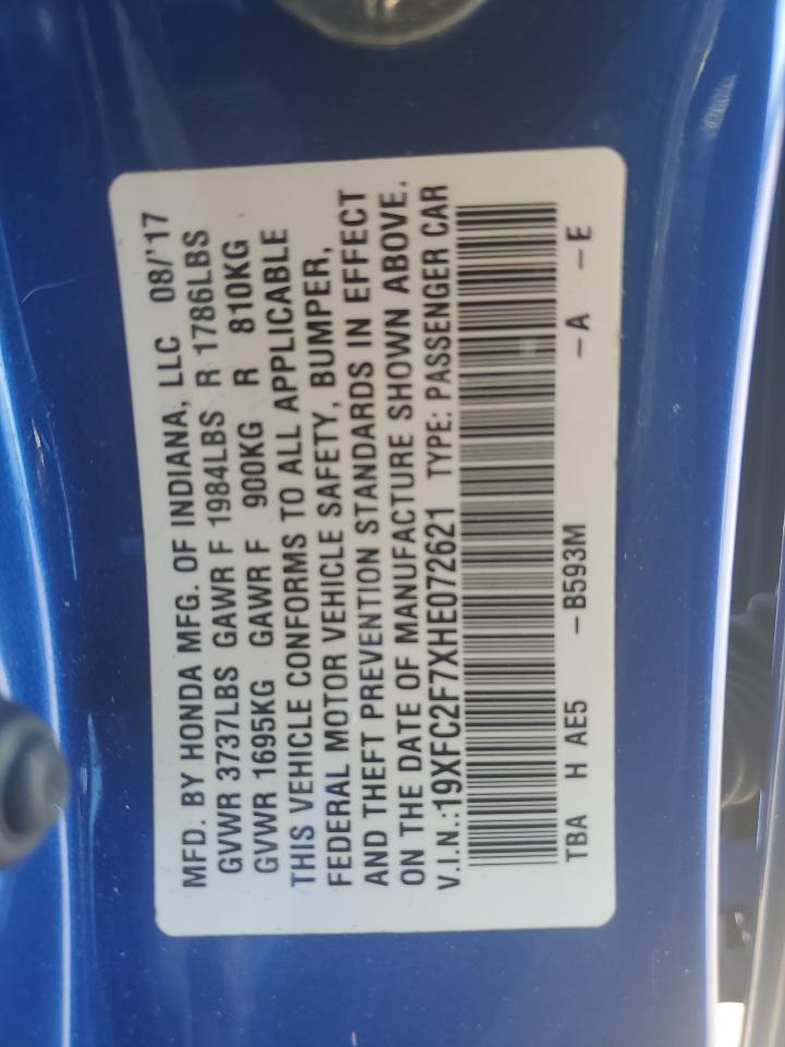 19XFC2F7XHE072621 2017 Honda Civic Ex 19XFC2F7XHE072621 2017 Honda Civic Ex