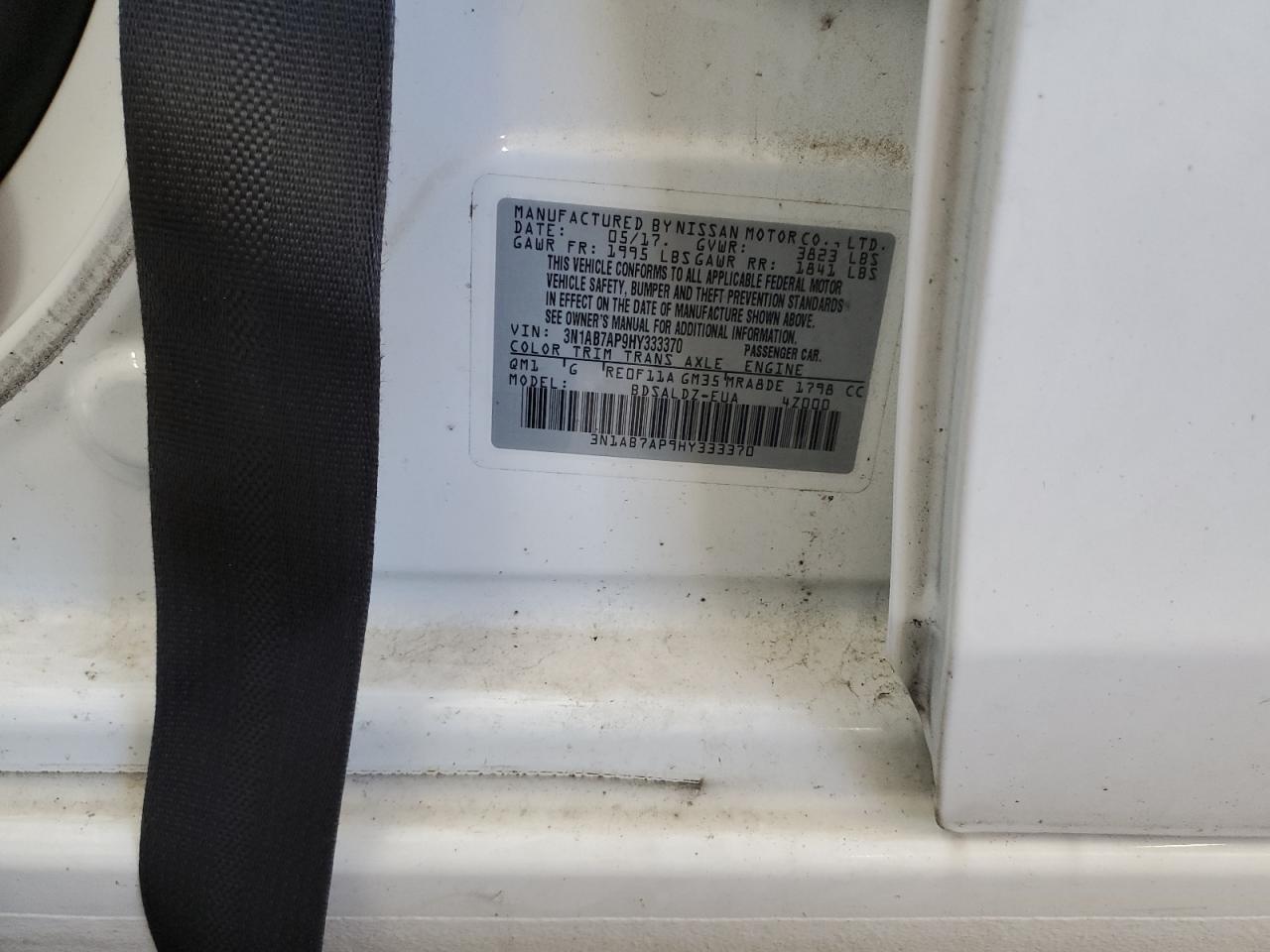 3N1AB7AP9HY333370 2017 Nissan Sentra S