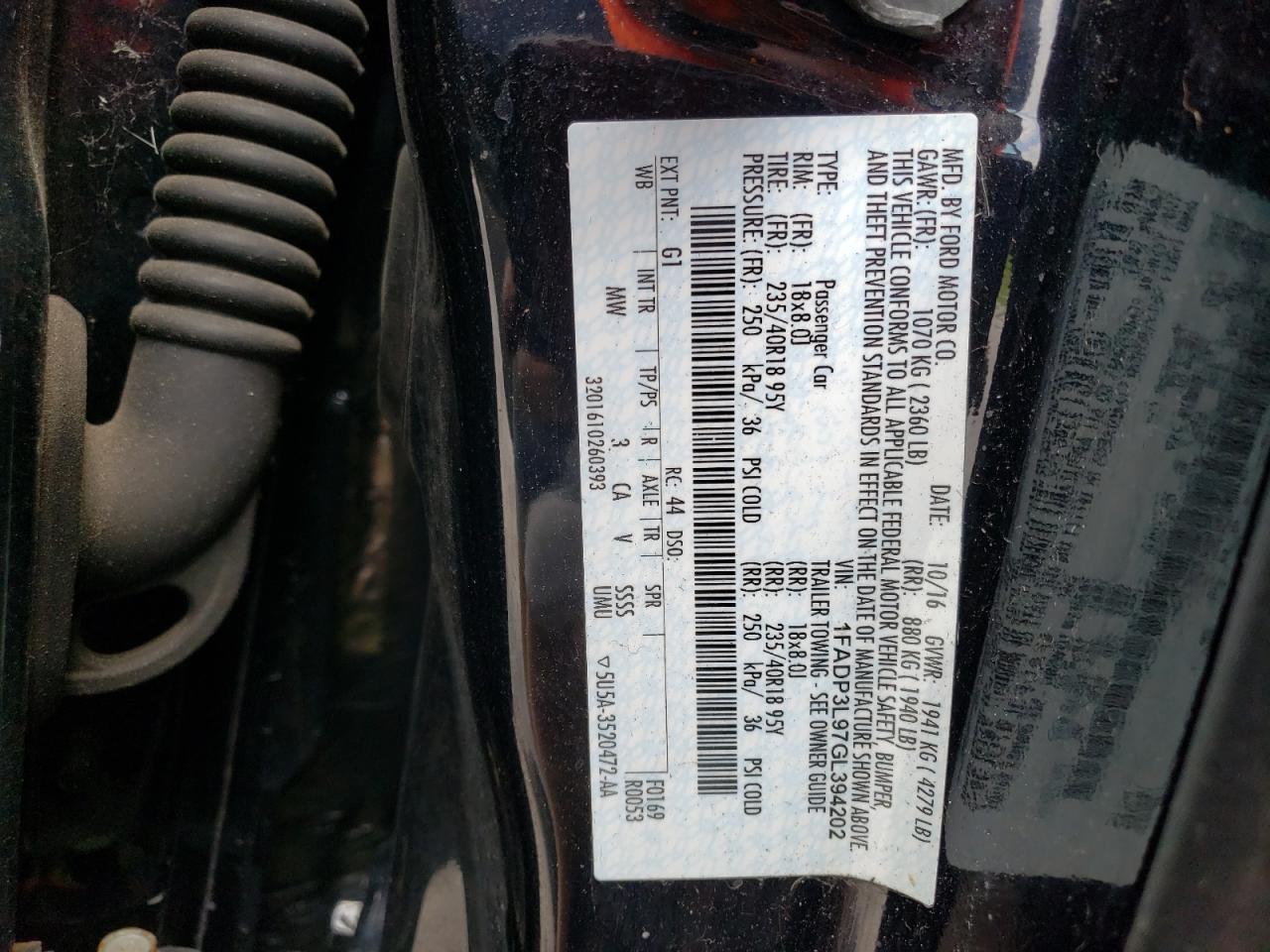 1FADP3L97GL394202 FORD FOCUS 2016