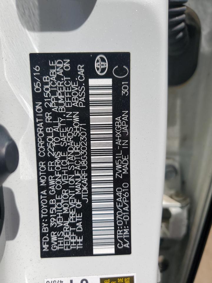 JTDKARFU8G3023071 2016 Toyota Prius