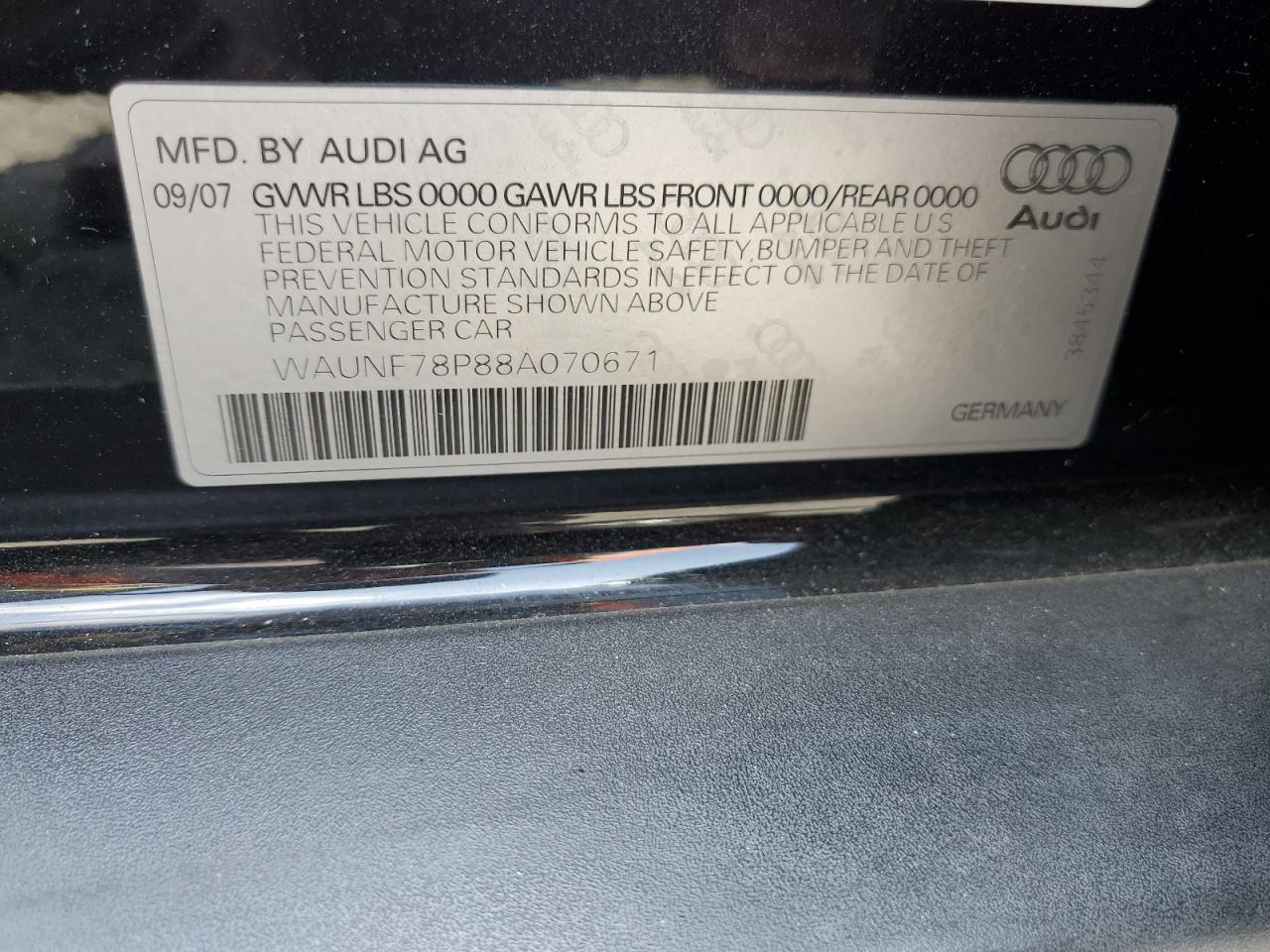 WAUNF78P88A070671 2008 Audi A3 2.0 Premium