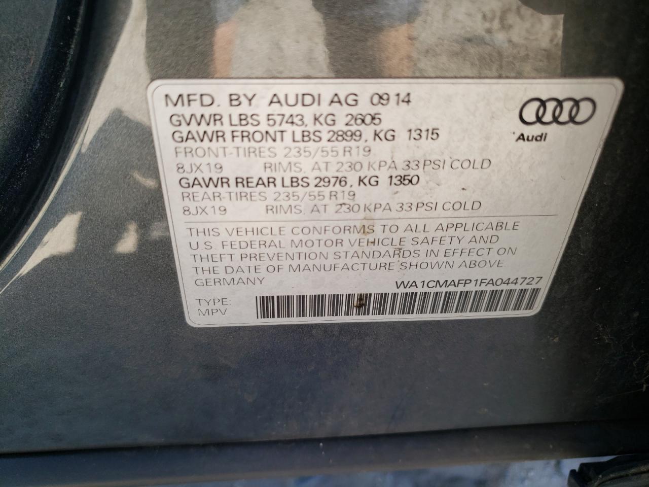 WA1CMAFP1FA044727 2015 Audi Q5 Tdi Premium Plus