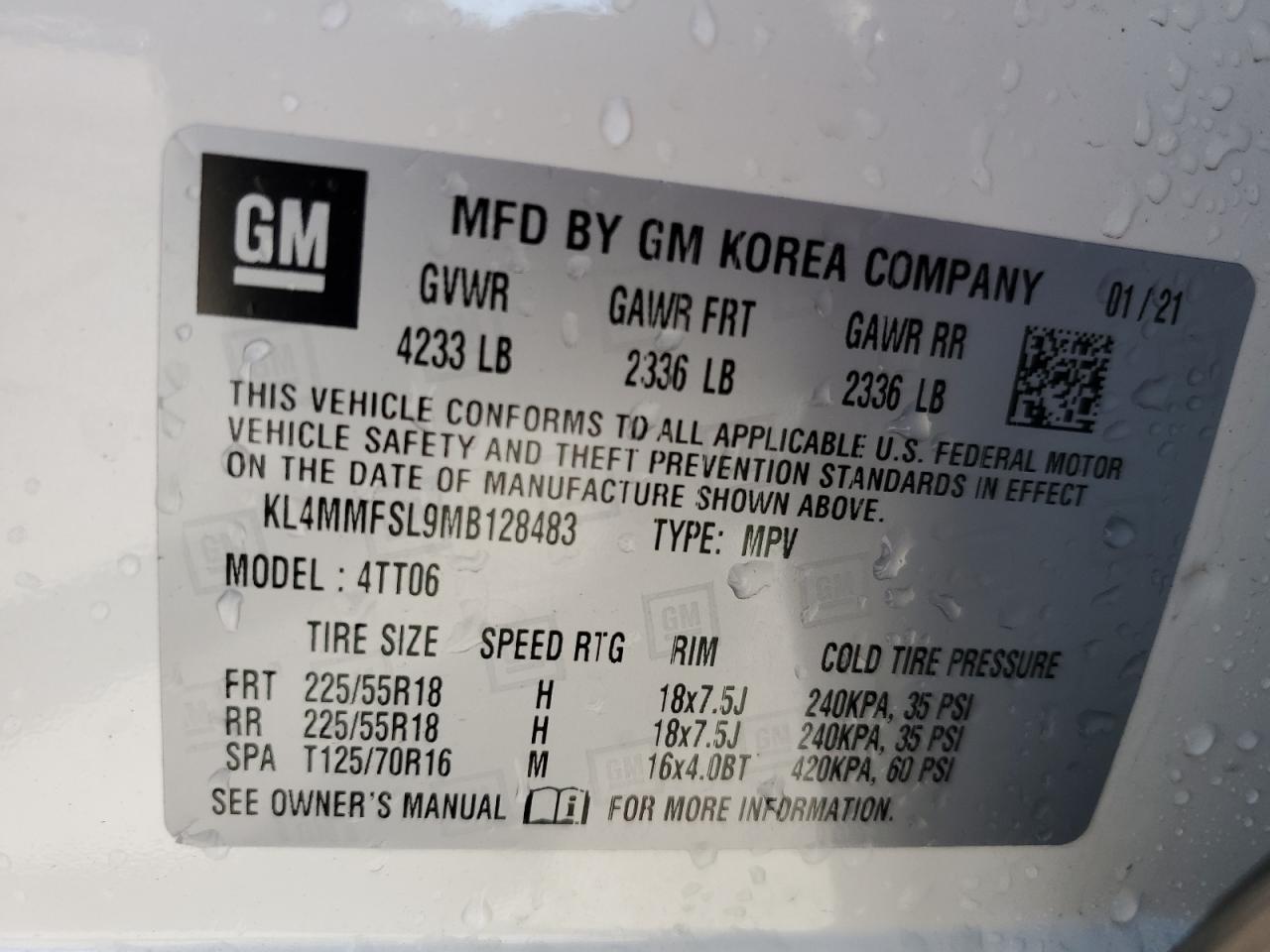 KL4MMFSL9MB128483 2021 Buick Encore Gx Essence