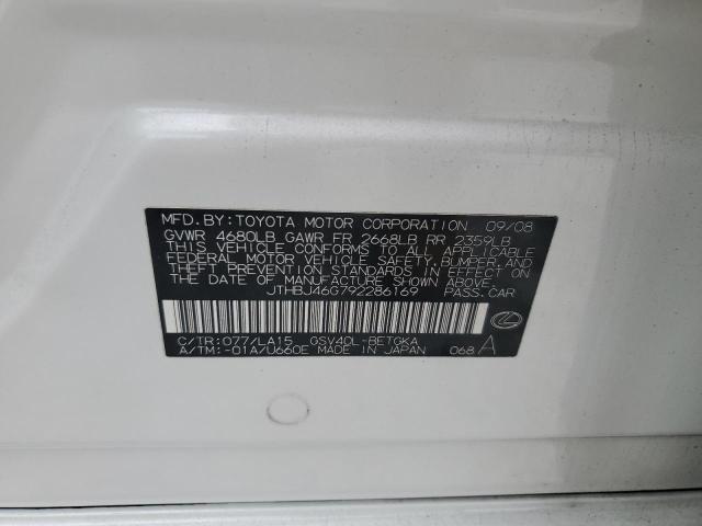 2009 Lexus Es 350 VIN: JTHBJ46G792286169 Lot: 61292494