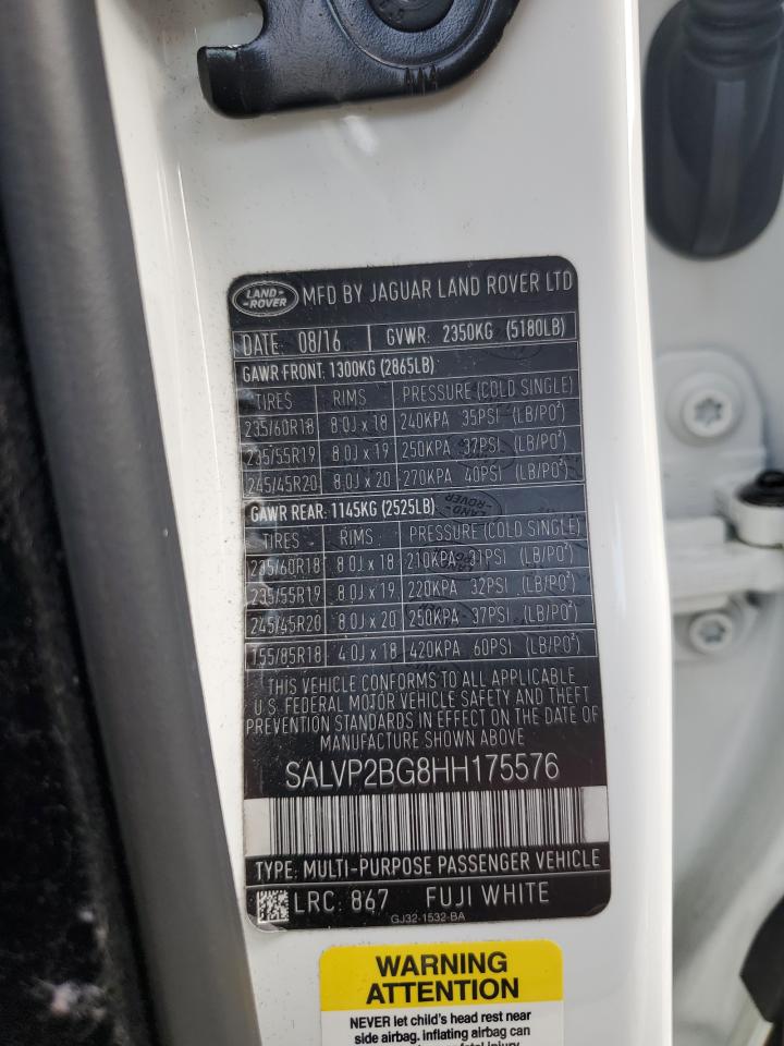 SALVP2BG8HH175576 2017 Land Rover Range Rover Evoque Se