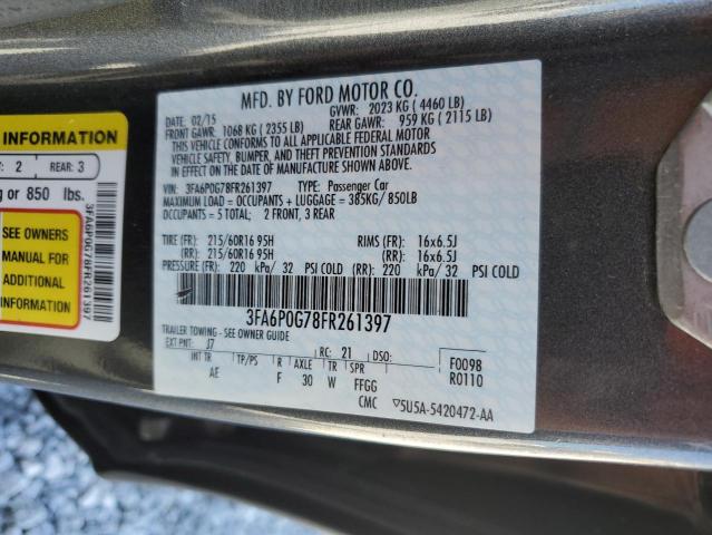 VIN 3FA6P0G78FR261397 2015 Ford Fusion, S no.13