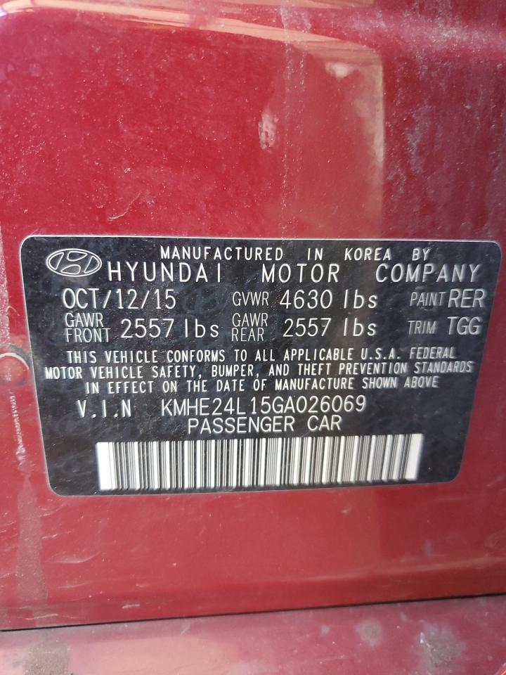 KMHE24L15GA026069 2016 Hyundai Sonata Hybrid