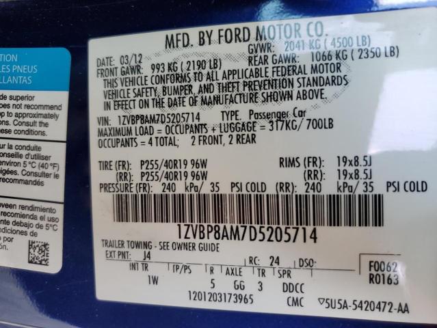 2013 Ford Mustang VIN: 1ZVBP8AM7D5205714 Lot: 57718824