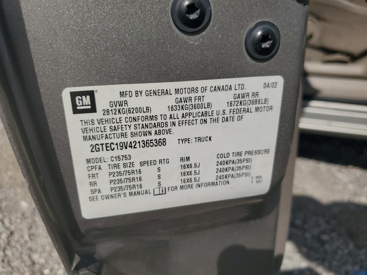 2GTEC19V421365368 2002 GMC New Sierra C1500