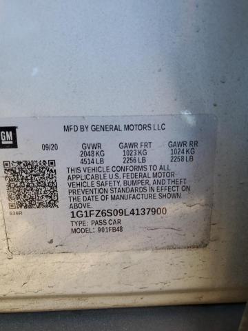 2020 Chevrolet Bolt Ev Premier VIN: 1G1FZ6S09L4137900 Lot: 58070884